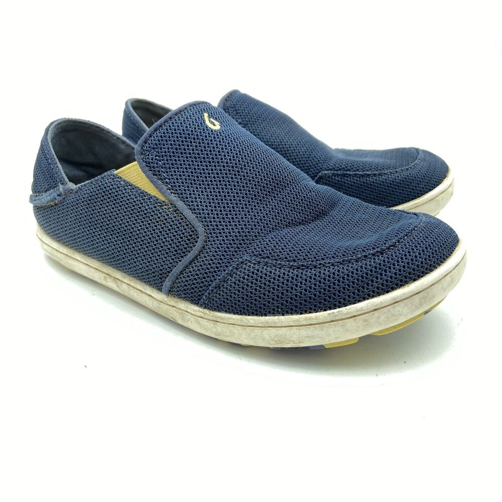 Olukai Nohea Mesh Boys Shoes Youth 3 EUR 35 Blue Yellow Slip On Loafers